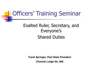 Officers’ Training Seminar