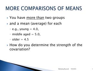 MORE COMPARISONS OF MEANS