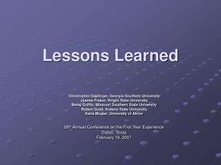 Lessons Learned