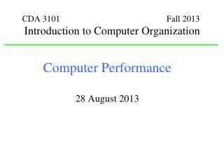 Computer Performance 28 August 2013