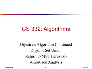 CS 332: Algorithms