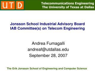 Jonsson School Industrial Advisory Board IAB Committee(s) on Telecom Engineering