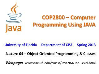 COP2800 – Computer Programming Using JAVA