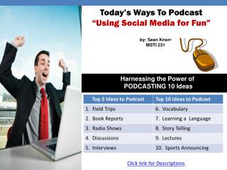 Today’s Ways To Podcast “Using Social Media for Fun”