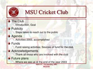 MSU Cricket Club