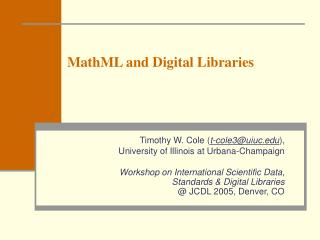 MathML and Digital Libraries