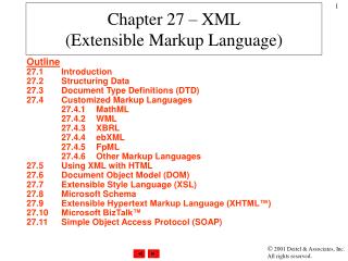 Chapter 27 – XML (Extensible Markup Language)
