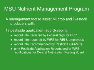 MSU Nutrient Management Program