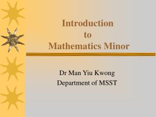 Introduction to Mathematics Minor