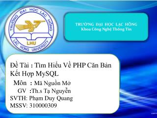 TRƯỜNG ĐẠI HỌC LẠC HỒNG Khoa Công Nghệ Thông Tin