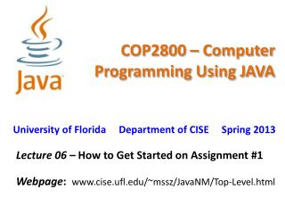 COP2800 – Computer Programming Using JAVA