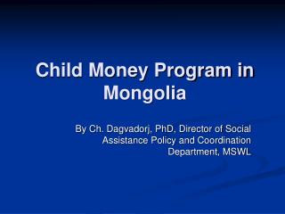 Child Money Program in Mongolia