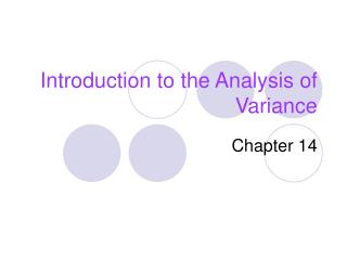 Introduction to the Analysis of Variance