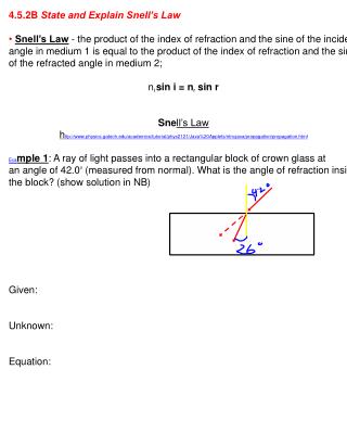 4.5.2B State and Explain Snell’s Law