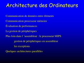 Architecture des Ordinateurs