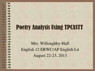 Poetry Analysis Using TPCASTT