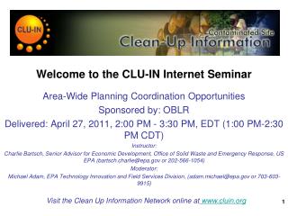 Welcome to the CLU-IN Internet Seminar