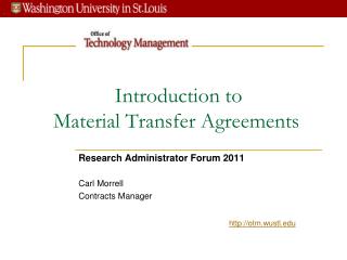 Introduction to Material Transfer Agreements
