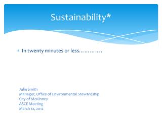 Sustainability*