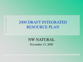 2000 DRAFT INTEGRATED RESOURCE PLAN