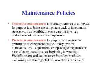 Maintenance Policies