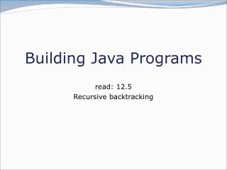 Building Java Programs