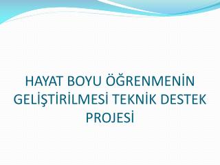 HAYAT BOYU ÖĞRENMENİN GELİŞTİRİLMESİ TEKNİK DESTEK PROJESİ