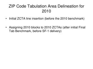 ZIP Code Tabulation Area Delineation for 2010