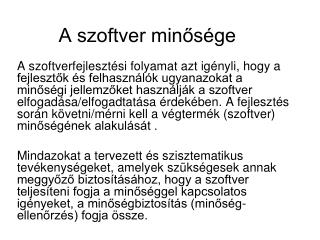 A szoftver minősége