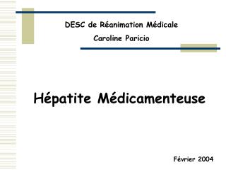 Hépatite Médicamenteuse