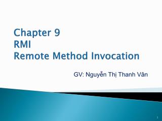 Chapter 9 RMI Remote Method Invocation