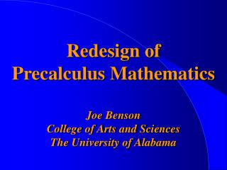 Redesign of Precalculus Mathematics