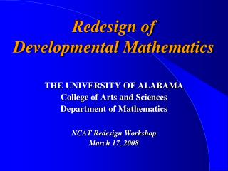 Redesign of Developmental Mathematics