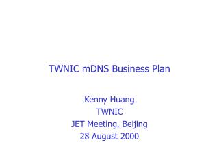 TWNIC mDNS Business Plan