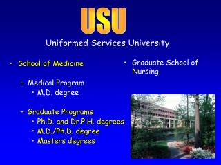 School of Medicine Medical Program M.D. degree Graduate Programs Ph.D. and Dr.P.H. degrees