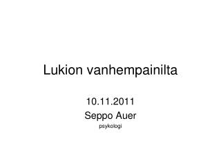 Lukion vanhempainilta