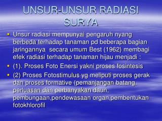 UNSUR-UNSUR RADIASI SURYA