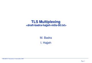 TLS Multiplexing &lt; draft-badra-hajjeh-mtls-00.txt&gt;