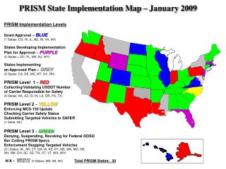 PRISM Implementation Levels Grant Approval – BLUE (7 States: CO, HI, IL, ND, RI, VA, WI)