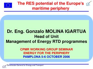 The RES potential of the Europe’s maritime periphery