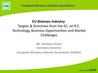 Mr. Giuliano Grassi Secretary General , European Biomass Industry Association (EUBIA)