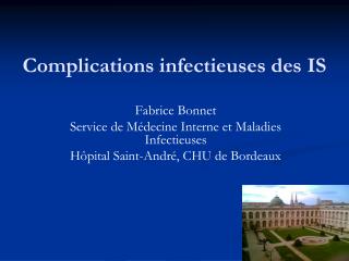 Complications infectieuses des IS