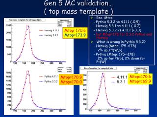 Gen 5 MC validation… ( top mass template )