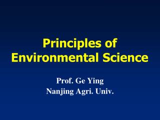 Principles of Environmental Science