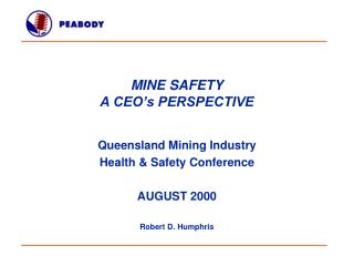 MINE SAFETY A CEO’s PERSPECTIVE