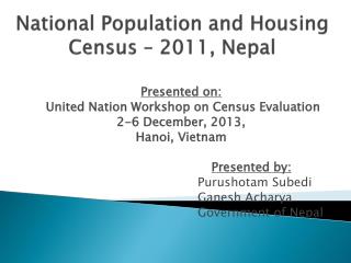 National Population and Housing Census – 2011, Nepal