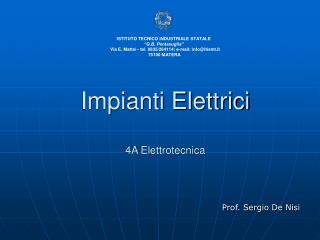 Impianti Elettrici 4A Elettrotecnica