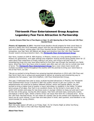 Thirteenth Floor Entertainment Group Acquires Legendary Fear