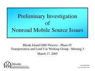 Preliminary Investigation of Nonroad Mobile Source Issues