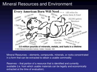 Mineral Resources and Environment